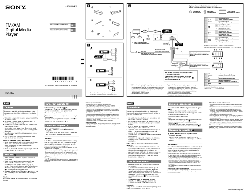 Page n°1 - Guide d'installation Sony DSX-A35U
