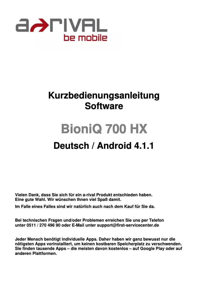 Image de la première page du manuel de l'appareil BioniQ 700 HX