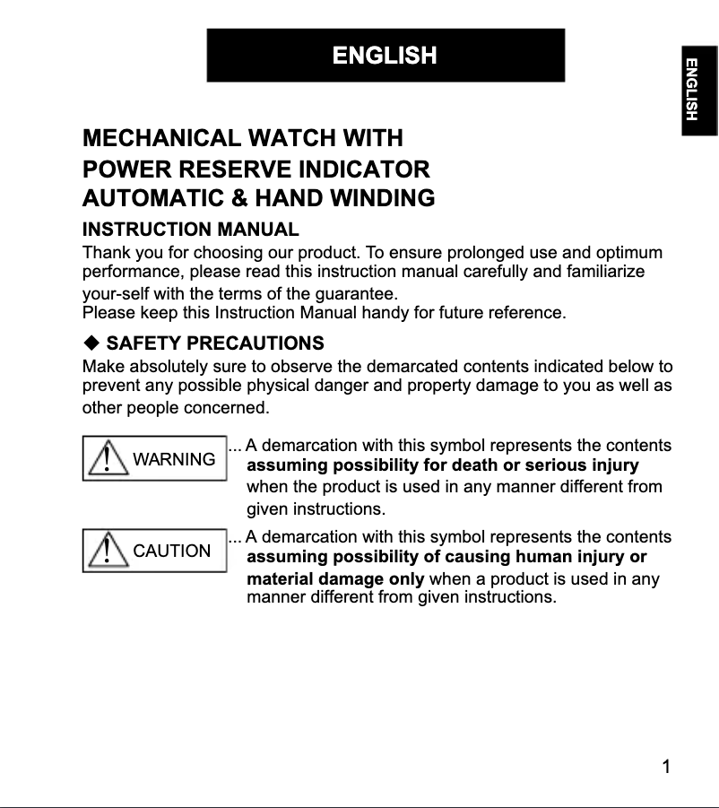 Page n°1 - Manuel utilisateur Orient Star Contemporary RE-HK0003B