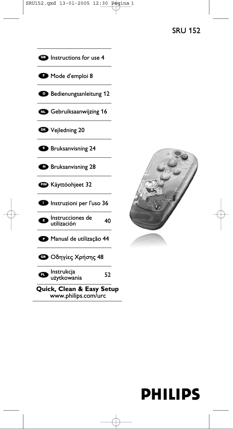 Page 1 de la notice Mode d'emploi Philips SRU152