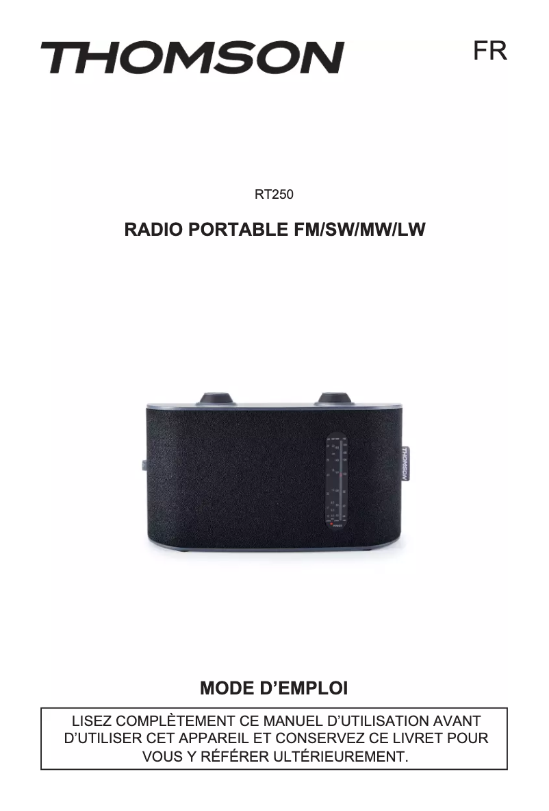 Page n°1 - Manuel utilisateur Thomson RT250