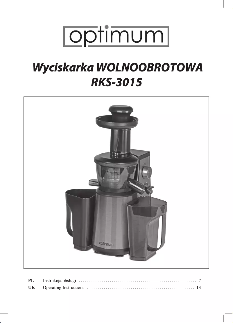 Page 1 de la notice Manuel utilisateur Optimum RKS-3015