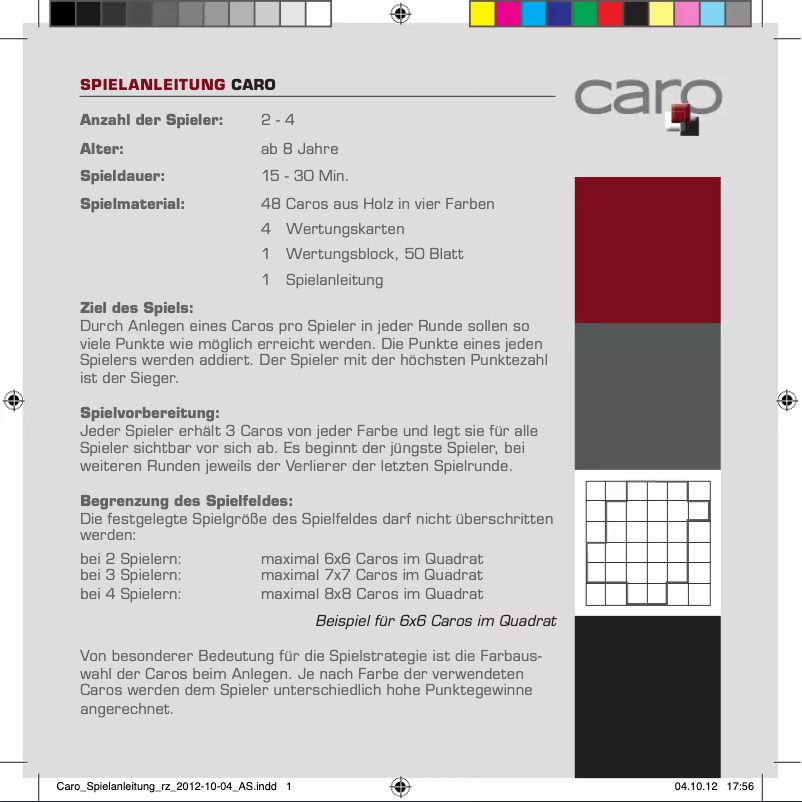 Page 1 de la notice Manuel utilisateur Noris Caro