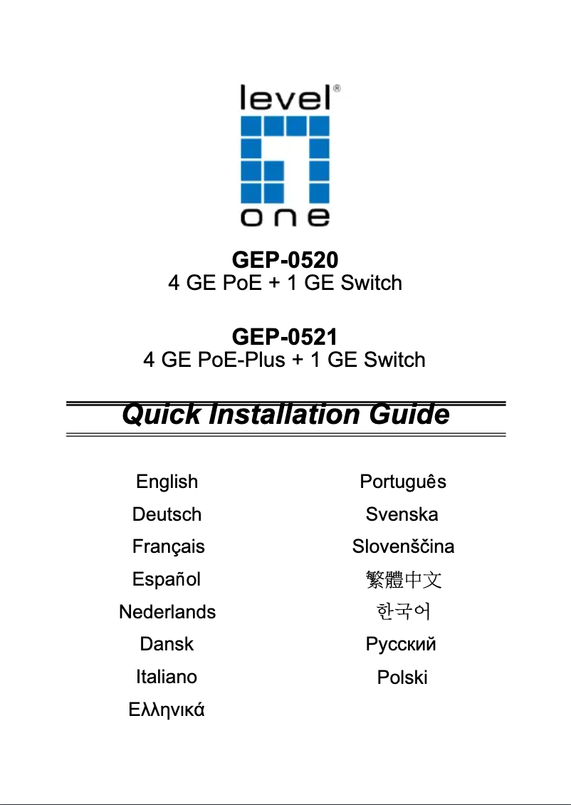 Page 1 de la notice Manuel utilisateur LevelOne GEP-0521