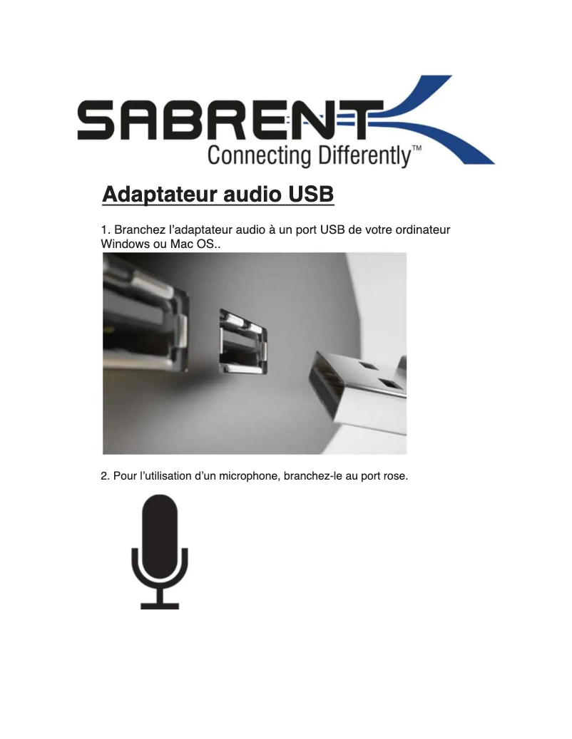 Page 1 de la notice Manuel utilisateur Sabrent AU-MMSA