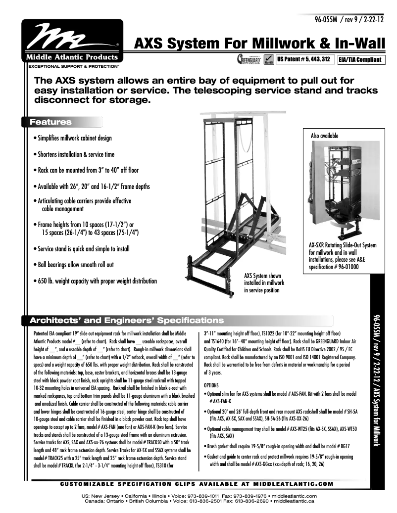 Page 1 de la notice Manuel utilisateur Middle Atlantic TS1022