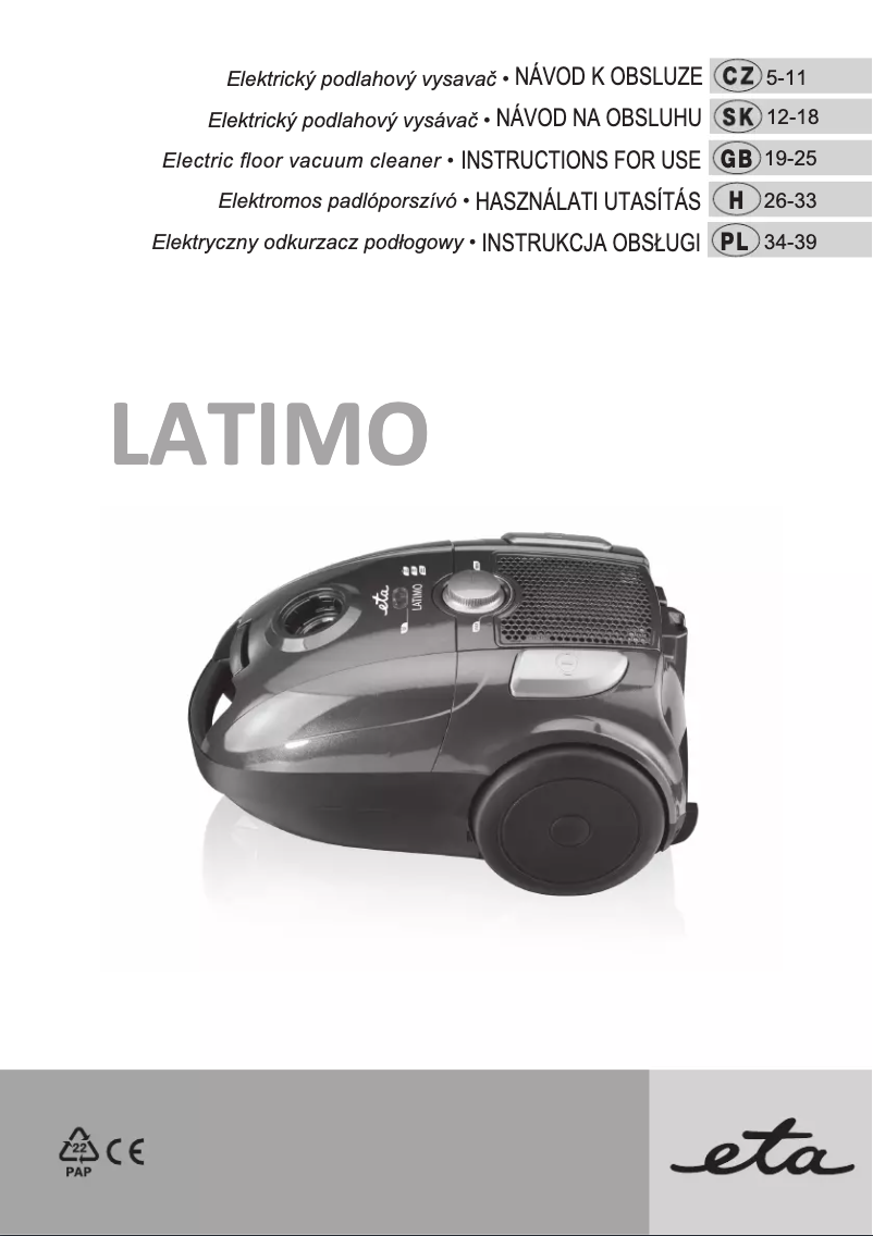 Page 1 de la notice Manuel utilisateur Eta Latimo