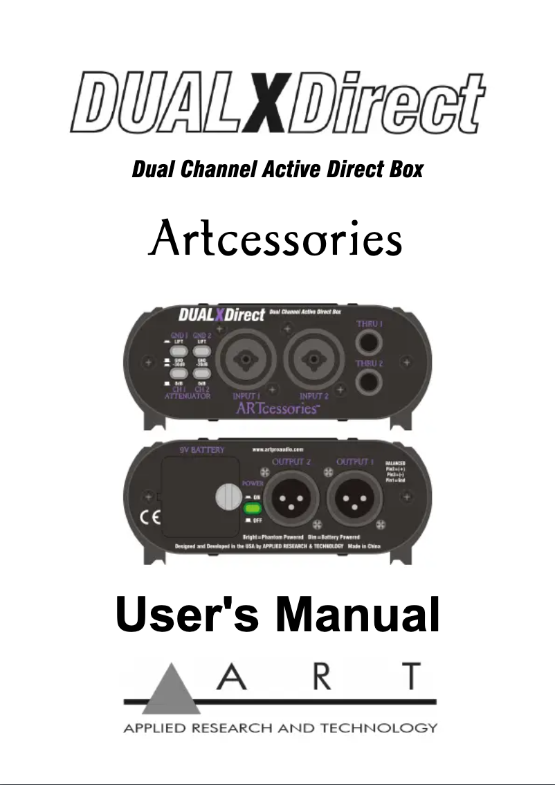 Page n°1 - Manuel utilisateur ART Dualxdirect