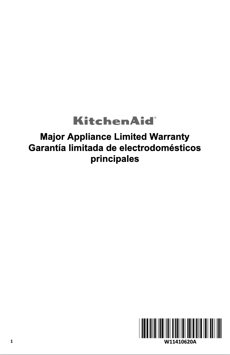 Page 1 de la notice Informations de garantie KitchenAid KMHC319LBS