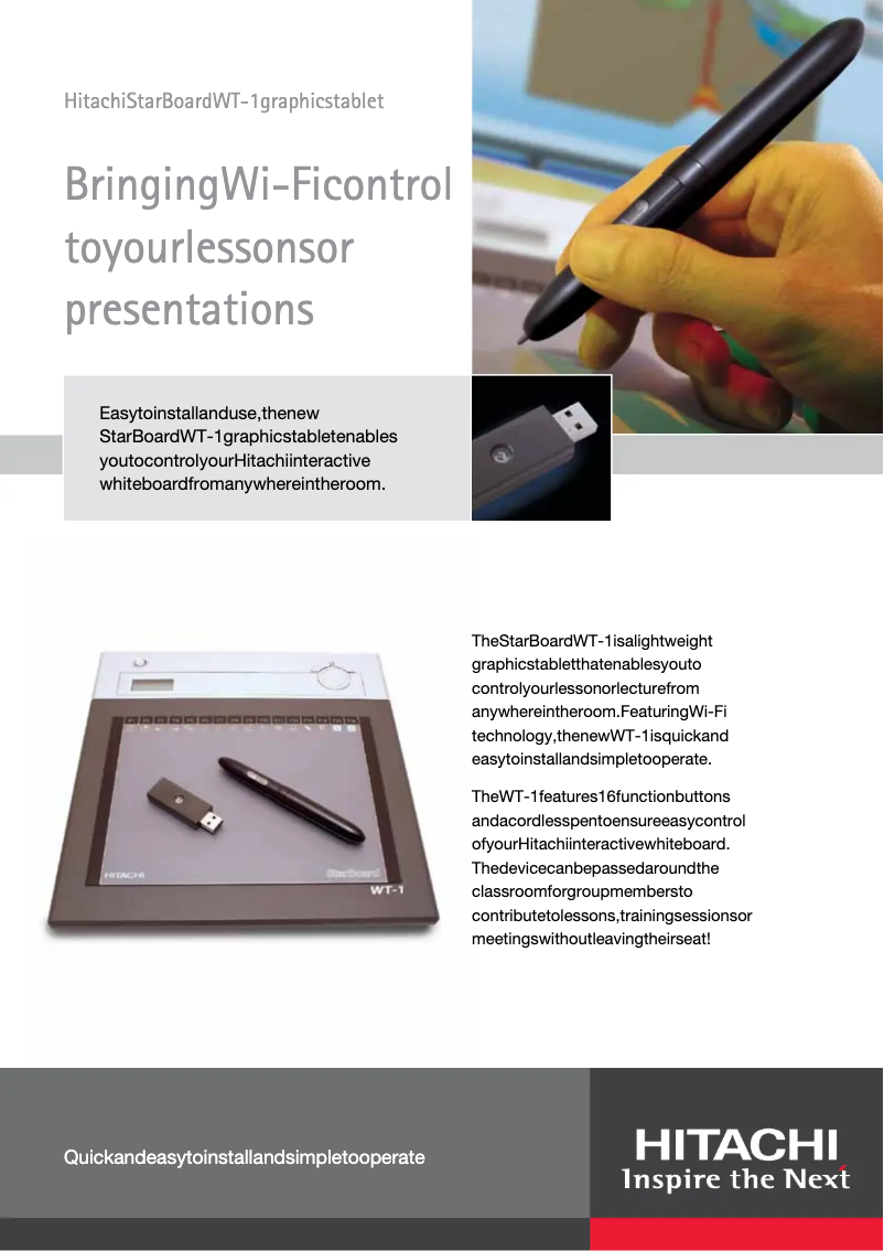 Page 1 de la notice Brochure Hitachi StarBoard WT-1