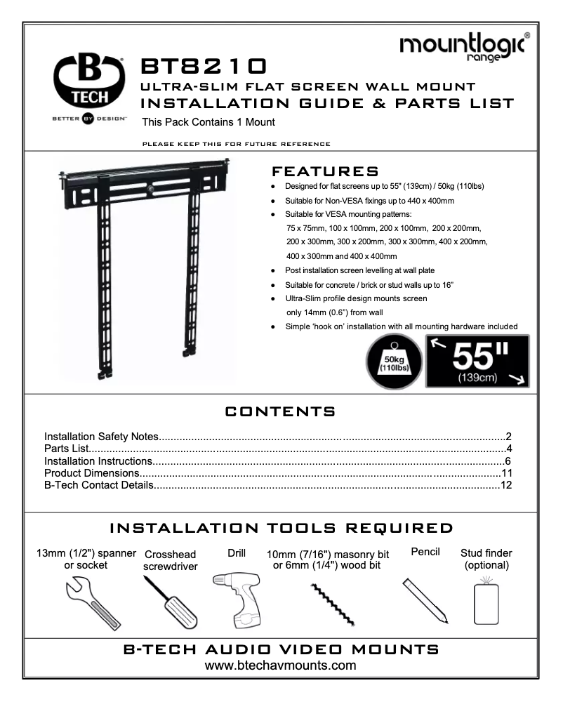 First page image of the manual for BT8210