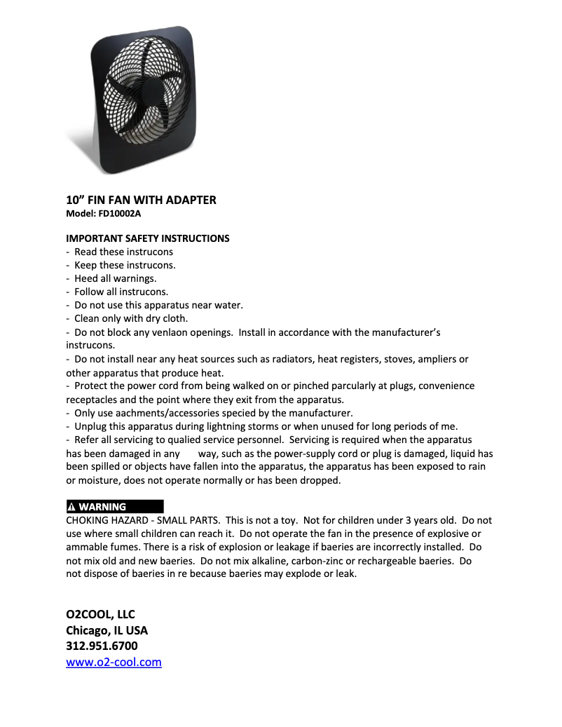 Image de la première page du manuel de l'appareil FD10002A