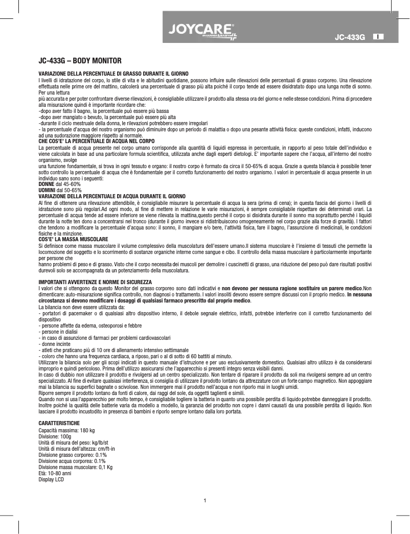 Image de la première page du manuel de l'appareil JC-433