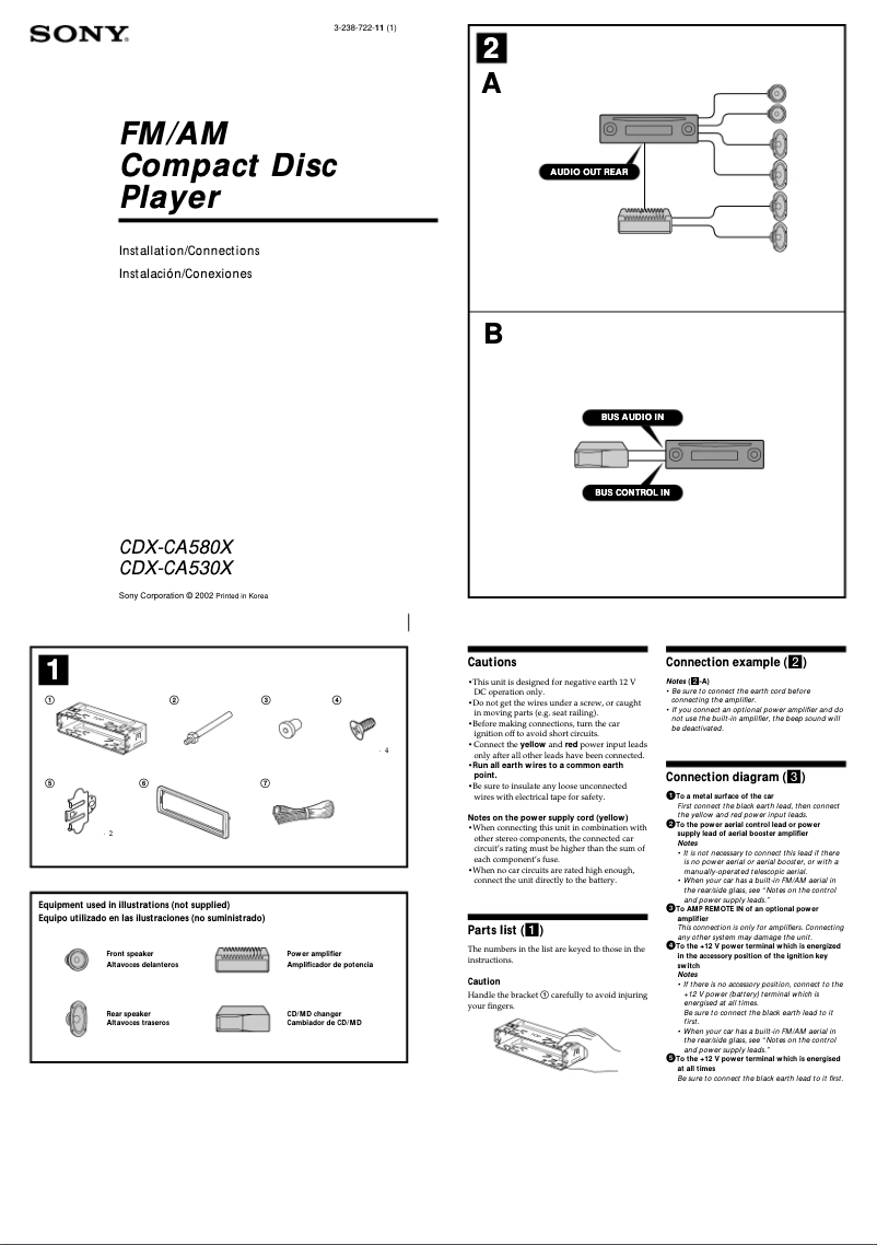 Image de la première page du manuel de l'appareil CDX-CA580X