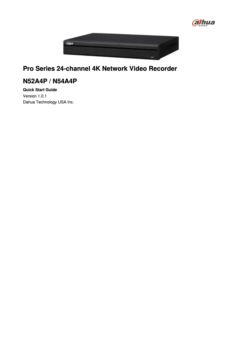 Page n°1 - Manuel utilisateur Dahua Technology N52A4P6