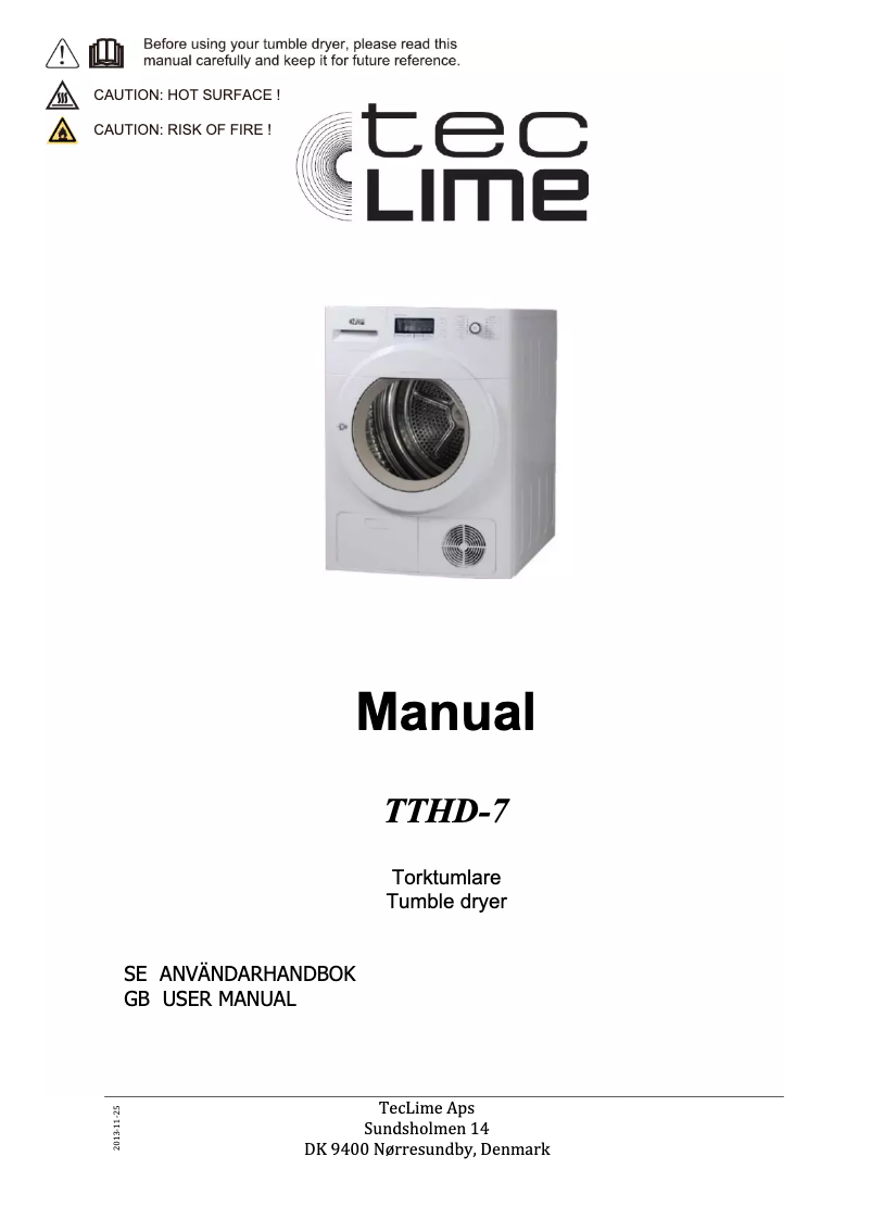 Image de la première page du manuel de l'appareil TTHD-7