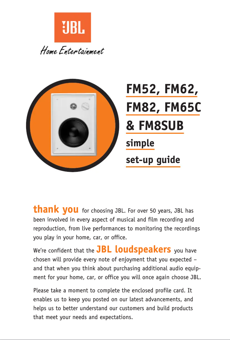 Page n°1 - Manuel utilisateur JBL FM62