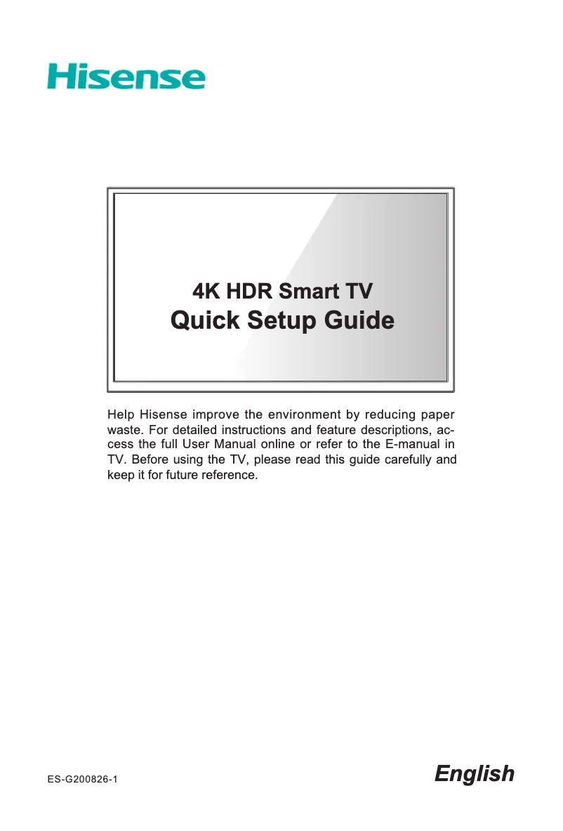 Page 1 de la notice Manuel utilisateur Hisense 43A60GMV