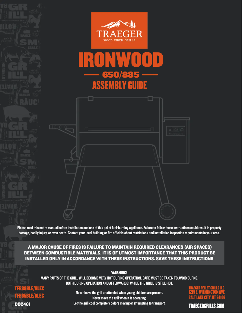 Page 1 de la notice Instructions / montage Traeger Ironwood 885