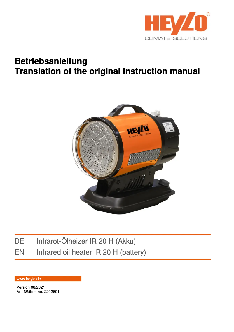 Image de la première page du manuel de l'appareil IR 20 H