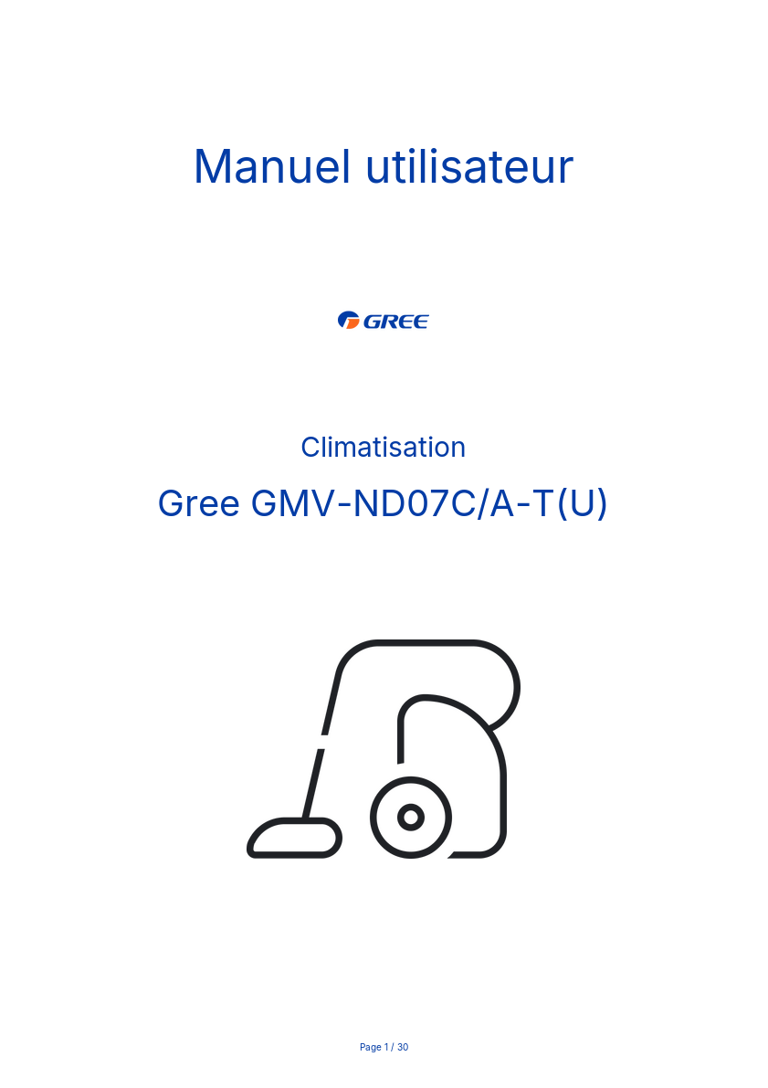 Image de la première page du manuel de l'appareil GMV-ND07C/A-T(U)