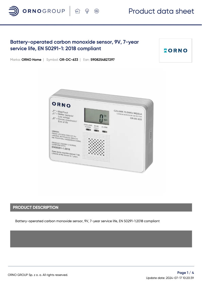 Image de la première page du manuel de l'appareil OR-DC-633