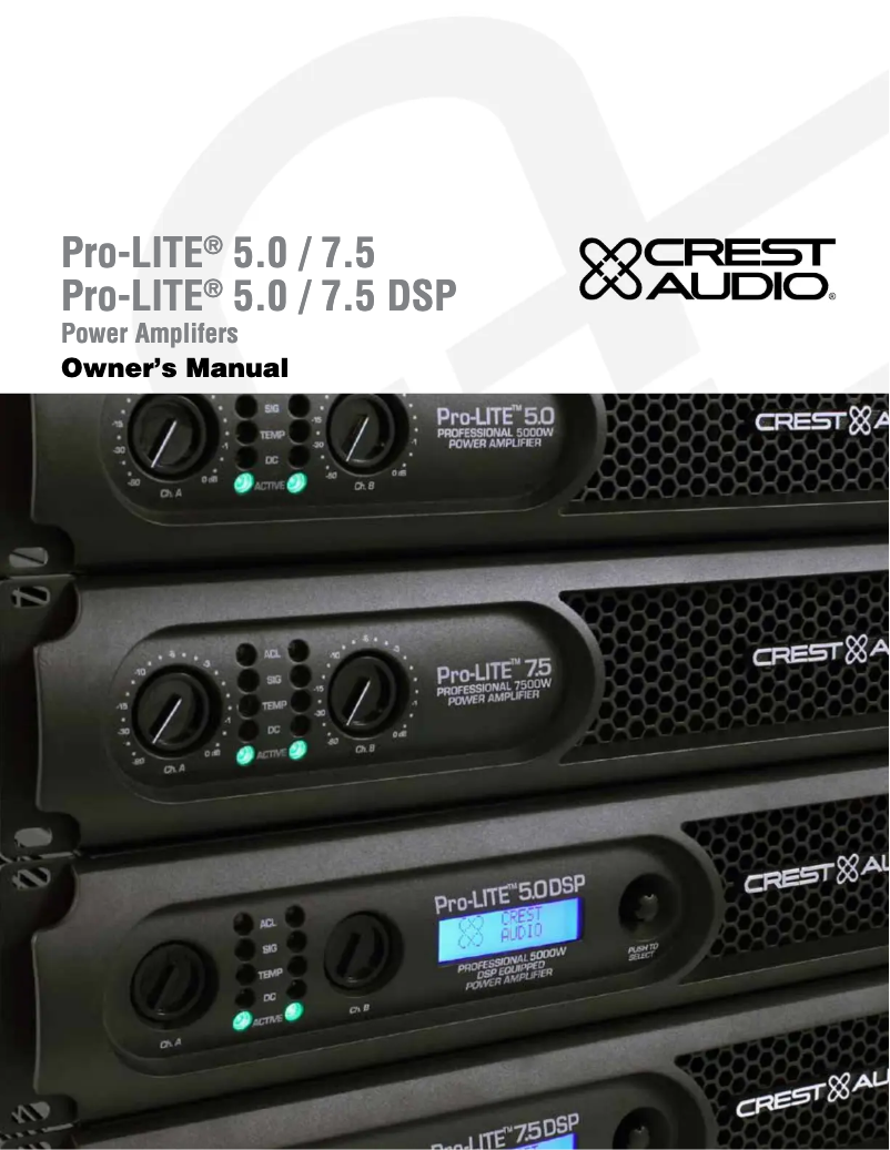 Page 1 de la notice Manuel utilisateur Crest Audio Pro-LITE 5.0