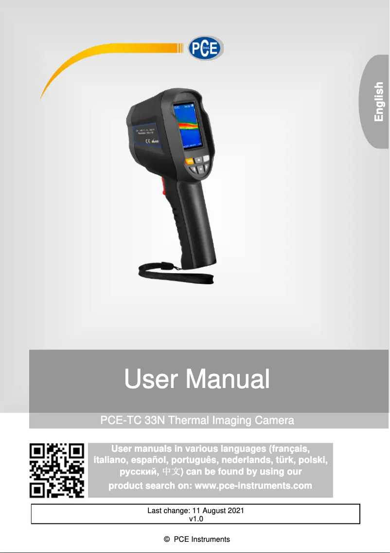 Page n°1 - Manuel utilisateur PCE Instruments PCE-TC 33N