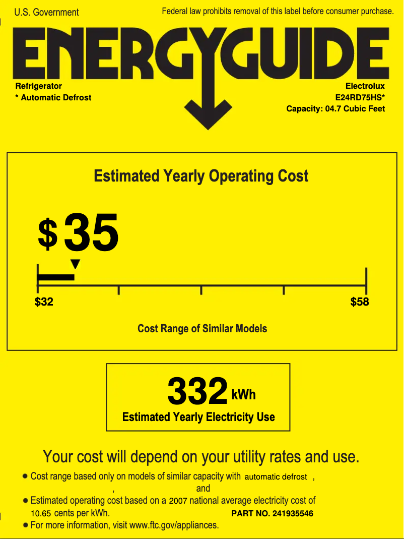 Página 1 del manual Etiqueta energética Electrolux E24RD75HSS
