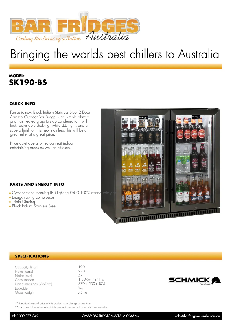 Page n°1 - Fiche technique Schmick SK190-BS
