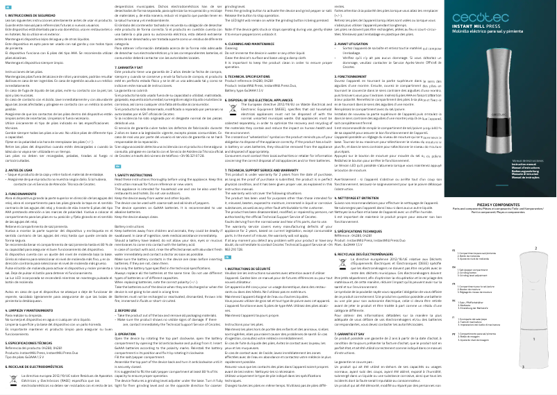 Page 1 de la notice Manuel utilisateur Cecotec InstantMill Press