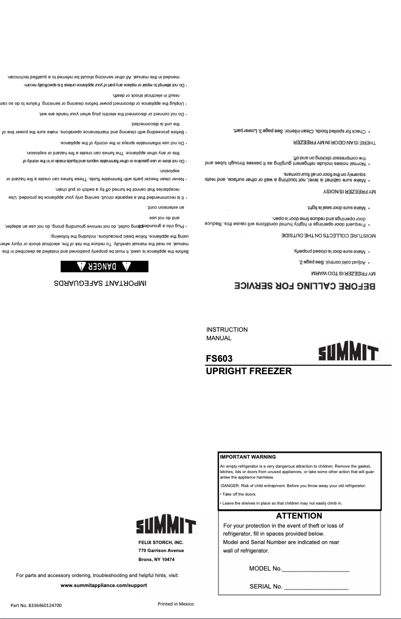 Image de la première page du manuel de l'appareil FS603SSVH