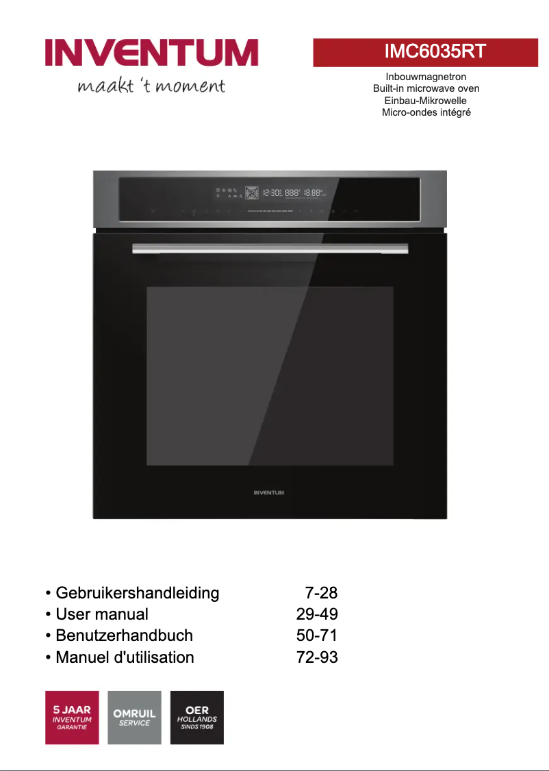 Page 1 de la notice Manuel utilisateur Inventum IMC6035RT