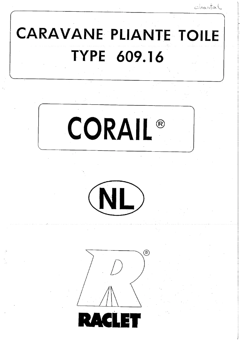 Page 1 de la notice Manuel utilisateur Raclet Corail (609.16)