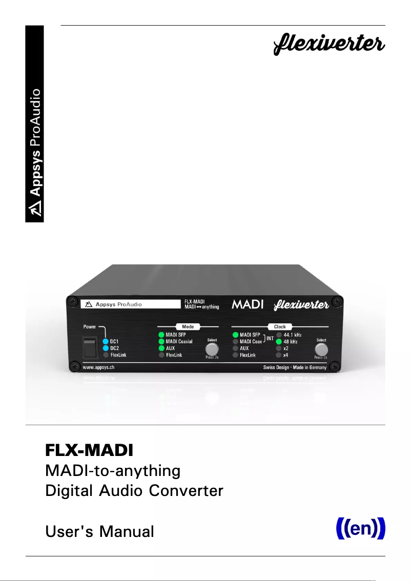 Page n°1 - Manuel utilisateur Appsys ProAudio FLX-MADI