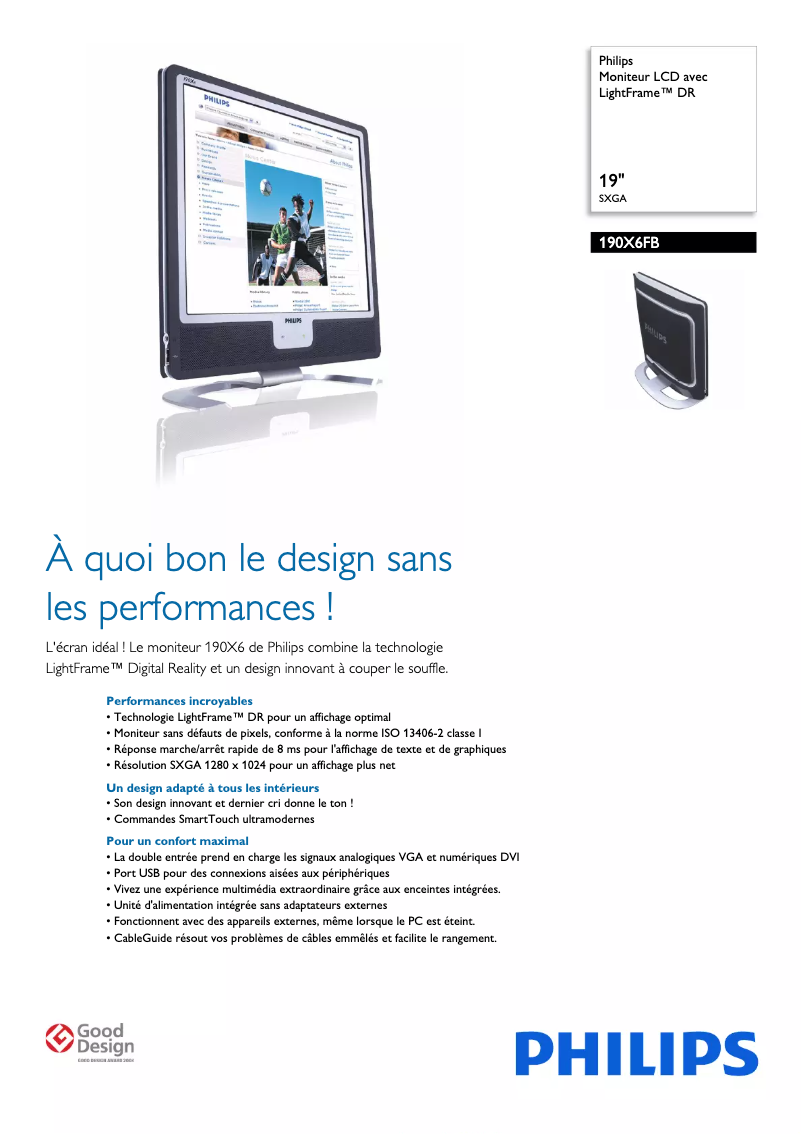 Página 1 del manual Ficha técnica Philips 190X6FB