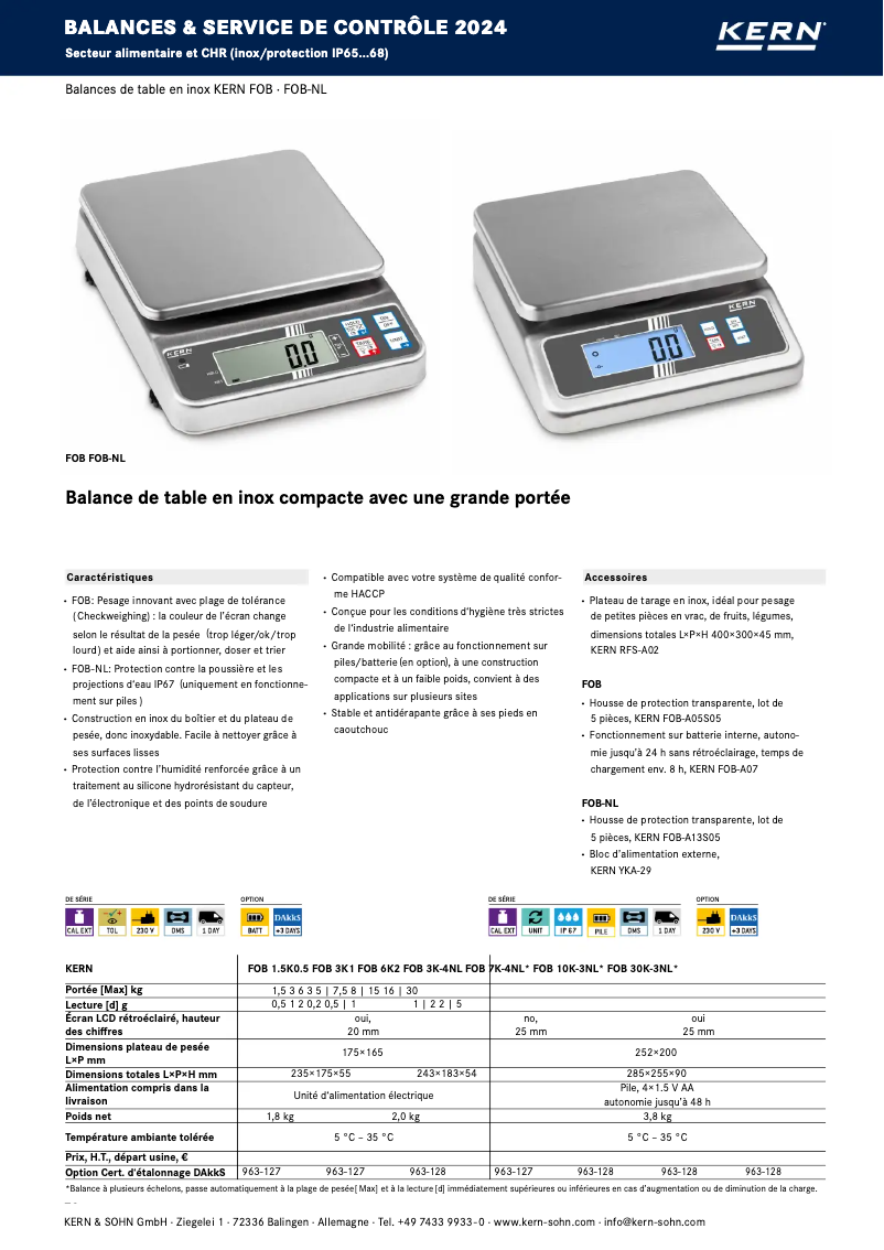 Page 1 de la notice Brochure Kern FOB 10K-3NL