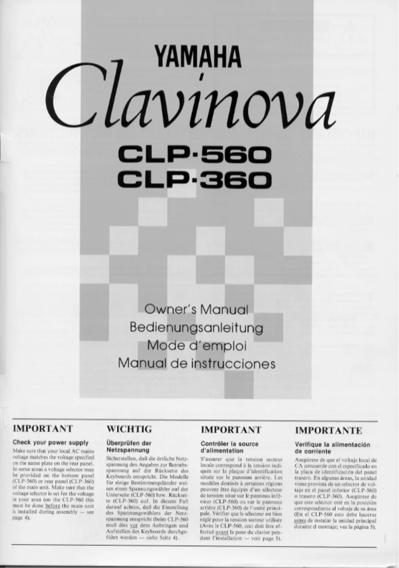 Page 1 de la notice Manuel utilisateur Yamaha Clavinova CLP-560