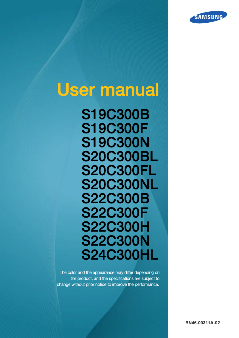 Image de la première page du manuel de l'appareil SyncMaster S19C300F