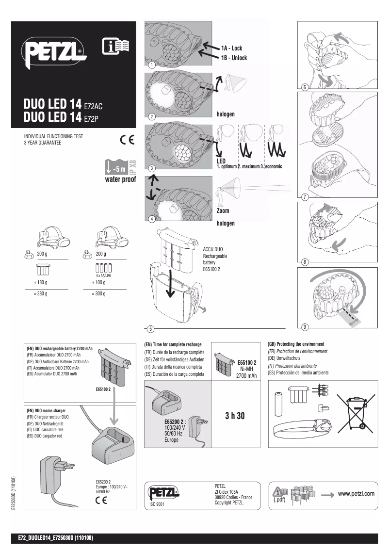 Page n°1 - Manuel utilisateur Petzl Duo LED 14