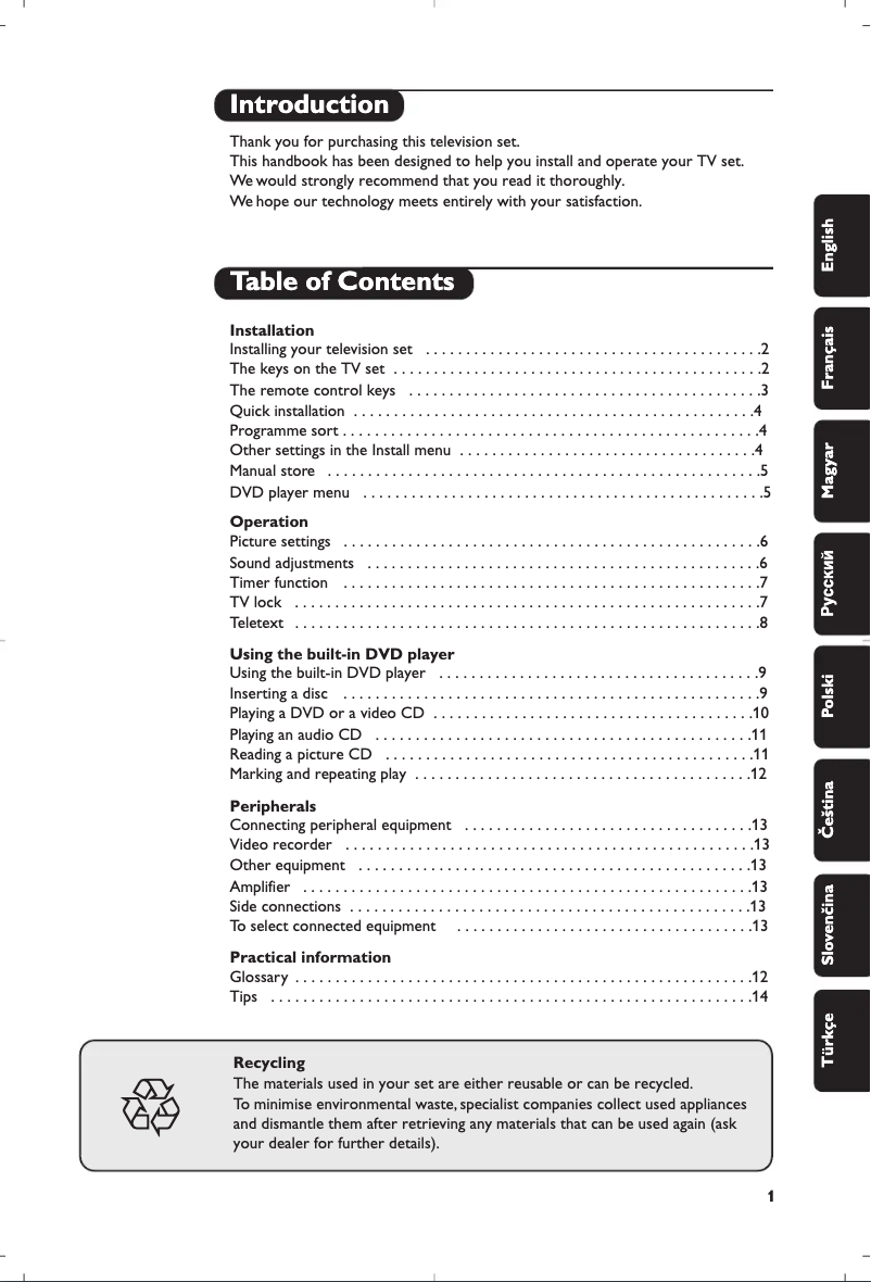 Page 1 de la notice Manuel utilisateur Philips 15PT6807/01