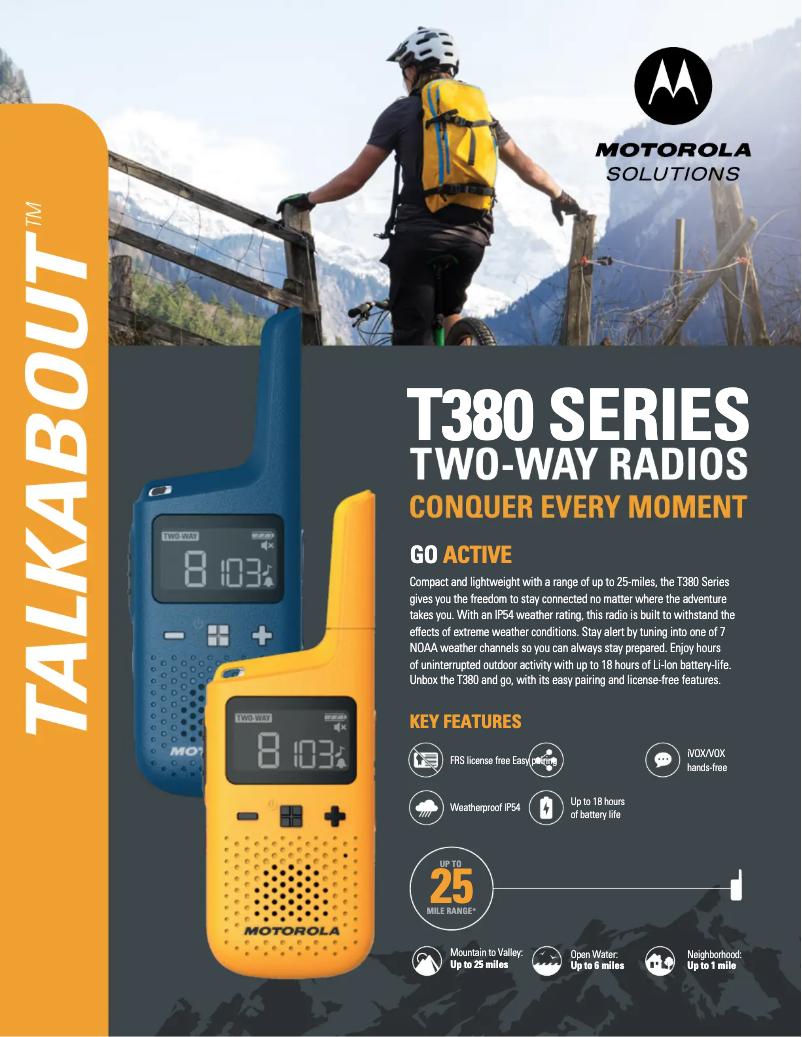 Page n°1 - Fiche technique Motorola Talkabout T380
