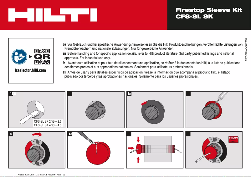 Page n°1 - Instructions / montage Hilti CFS-SL GP