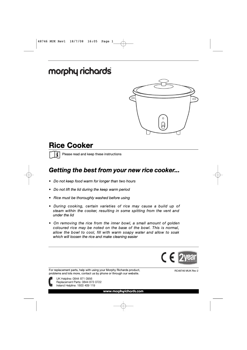 Page 1 de la notice Manuel utilisateur Morphy Richards 48746
