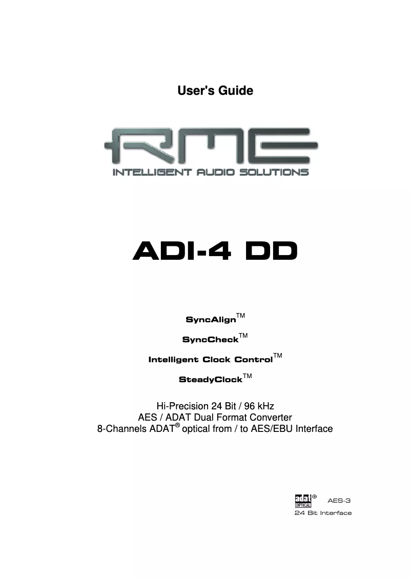 Page 1 de la notice Manuel utilisateur RME ADI-4 DD