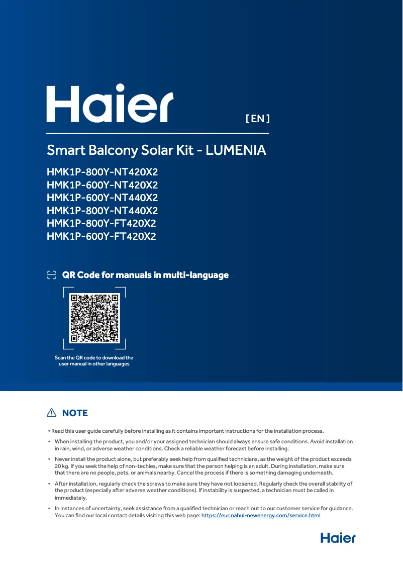 Page n°1 - Manuel utilisateur Haier HMK1P-800Y-NT440X2