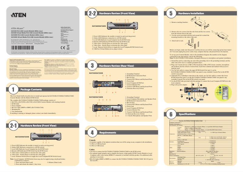 Page 1 de la notice Manuel utilisateur ATen KA7240S