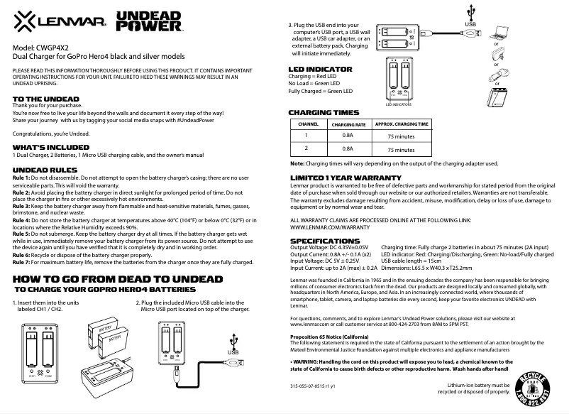 Page n°1 - Manuel utilisateur Lenmar CWGP4X2