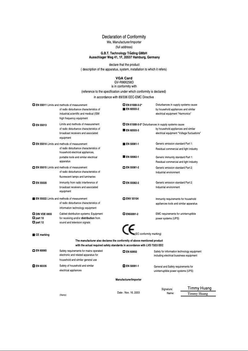 Page 1 de la notice Manuel utilisateur Gigabyte GV-R98X256D