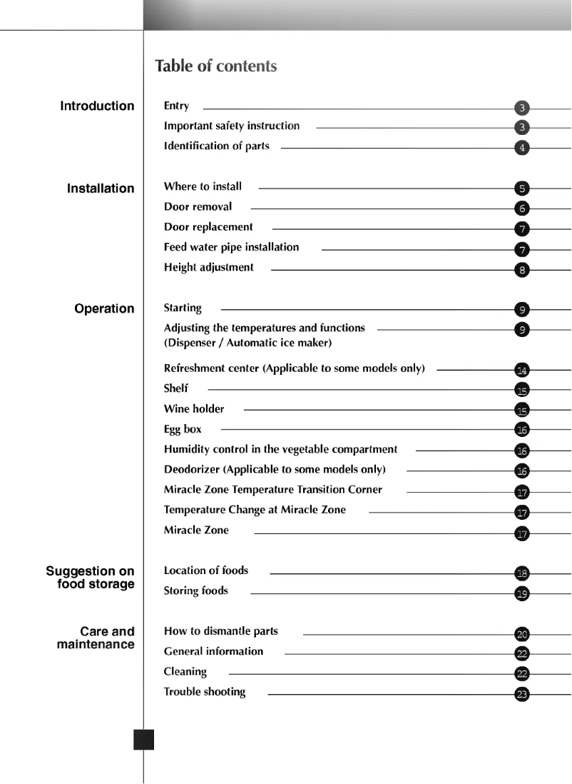 Page 1 de la notice Manuel utilisateur LG GR-P257ABB